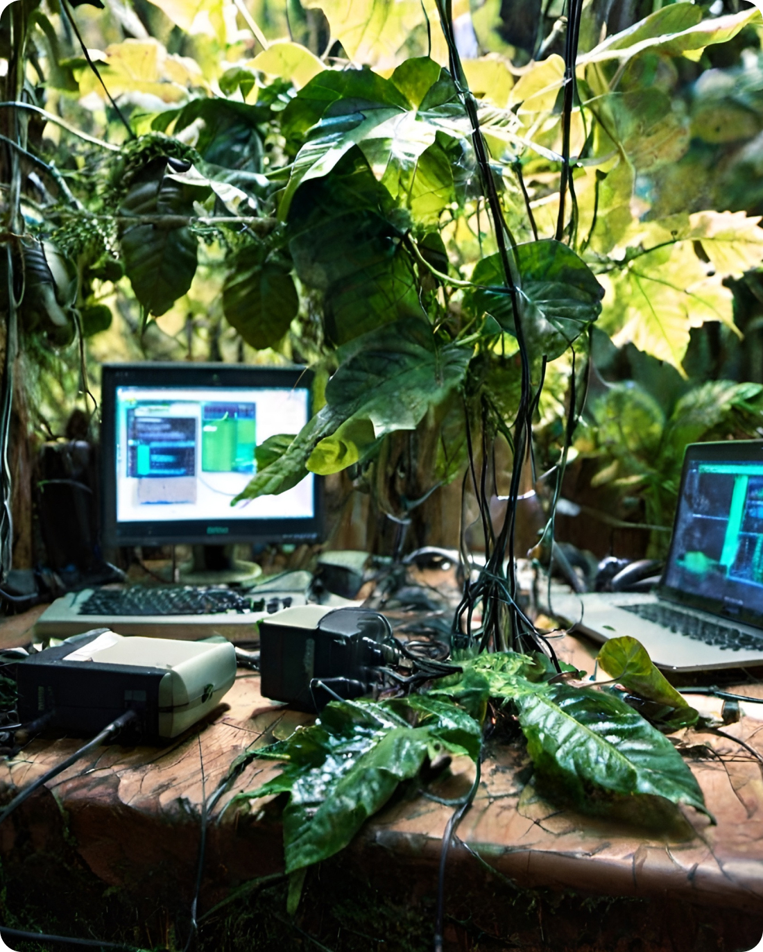 Computer in jungle